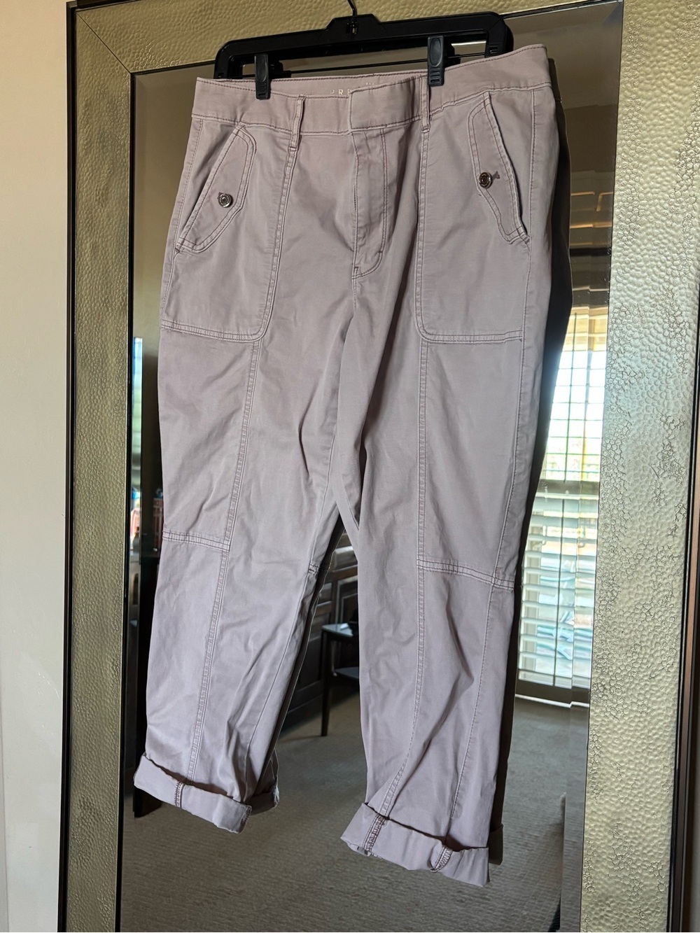 White House Black Market Cropped Utility Pants in Dusty Mauve